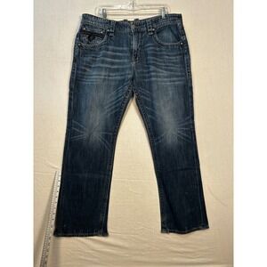 Rock Revival Curtis Straight Leg Mens Dark Wash Blue Jeans NKP9863J200 Size 38